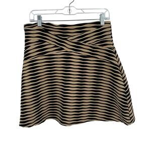 Tan black textured knit short skirt Eci size medium